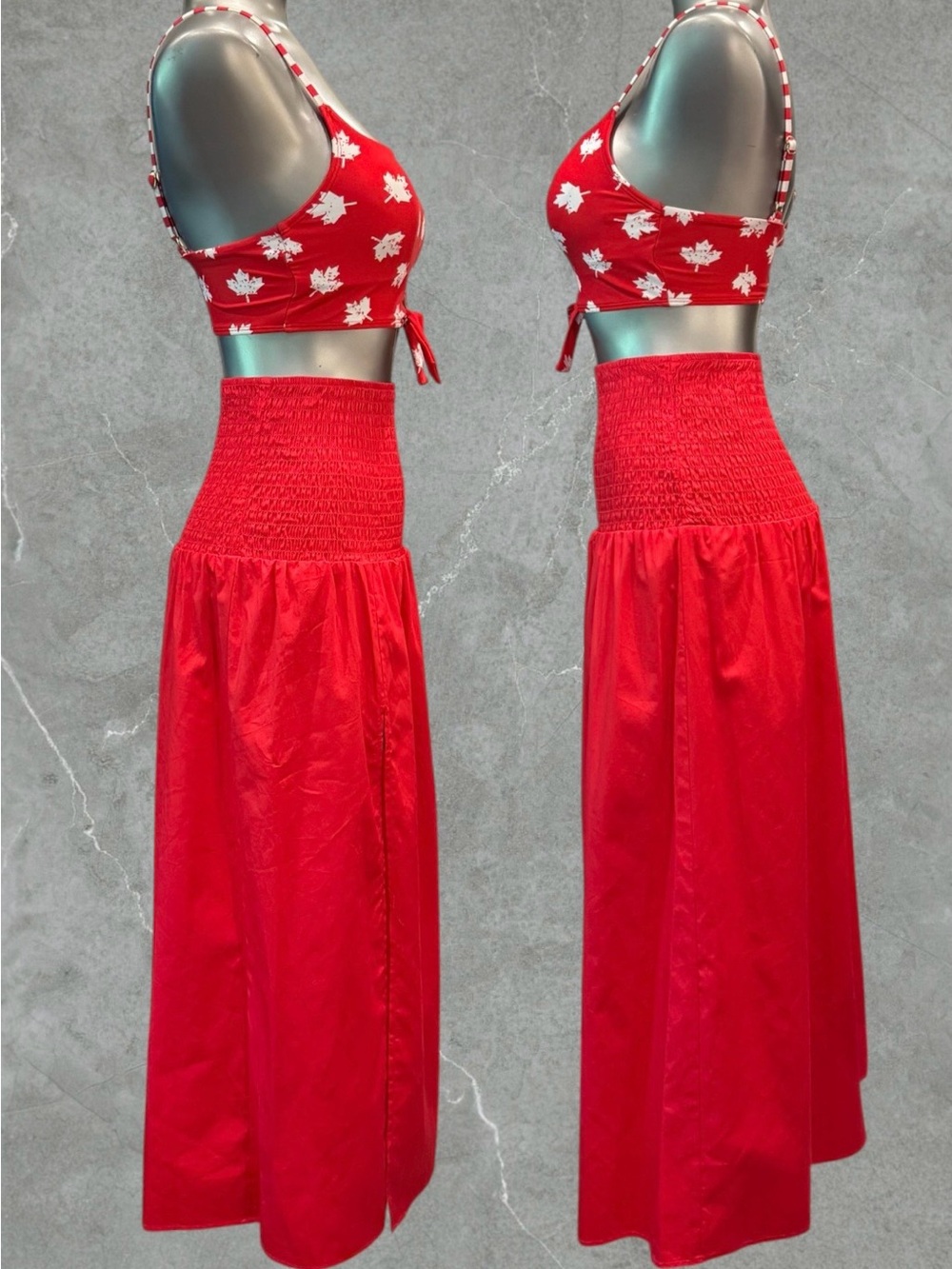2 for $30 | Red Convertible Smocked Cover Up Dress - Picture 7 of 16